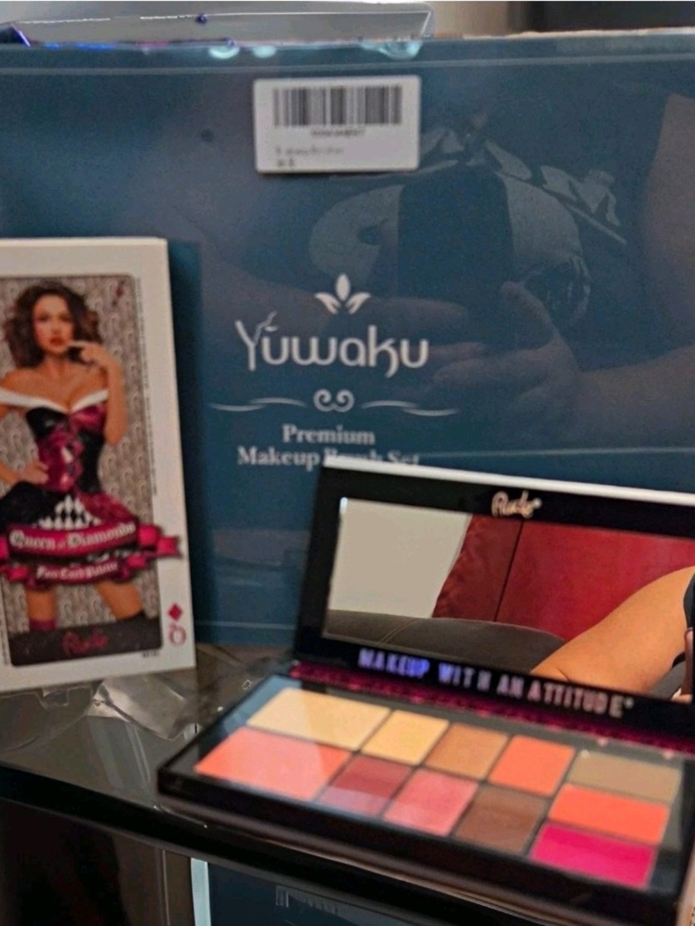 Yuwaku Premium Makeup Brush Set & Rude Cosmetics QUEEN OF DIAMONDS-Face Card